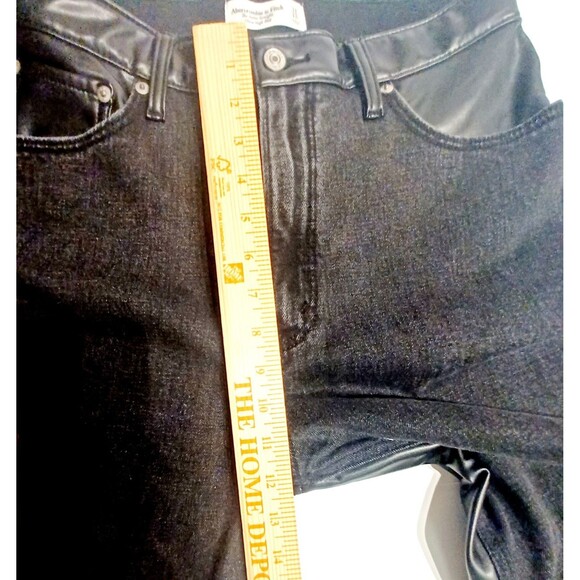 abercrombie fitch Ankle Straight Ultra High Rise  Black Leather Denim jeans - Picture 6 of 9